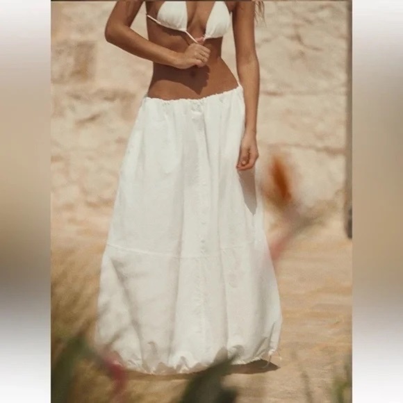 ZARA NYLON BALLOON MIDI SKIRT M - Picture 4 of 8